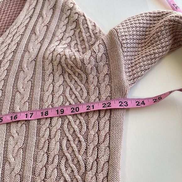 By Together Rib Slouchy V Neck Cable Knit Sweater Women’s Size M/L Pink - Picture 9 of 12